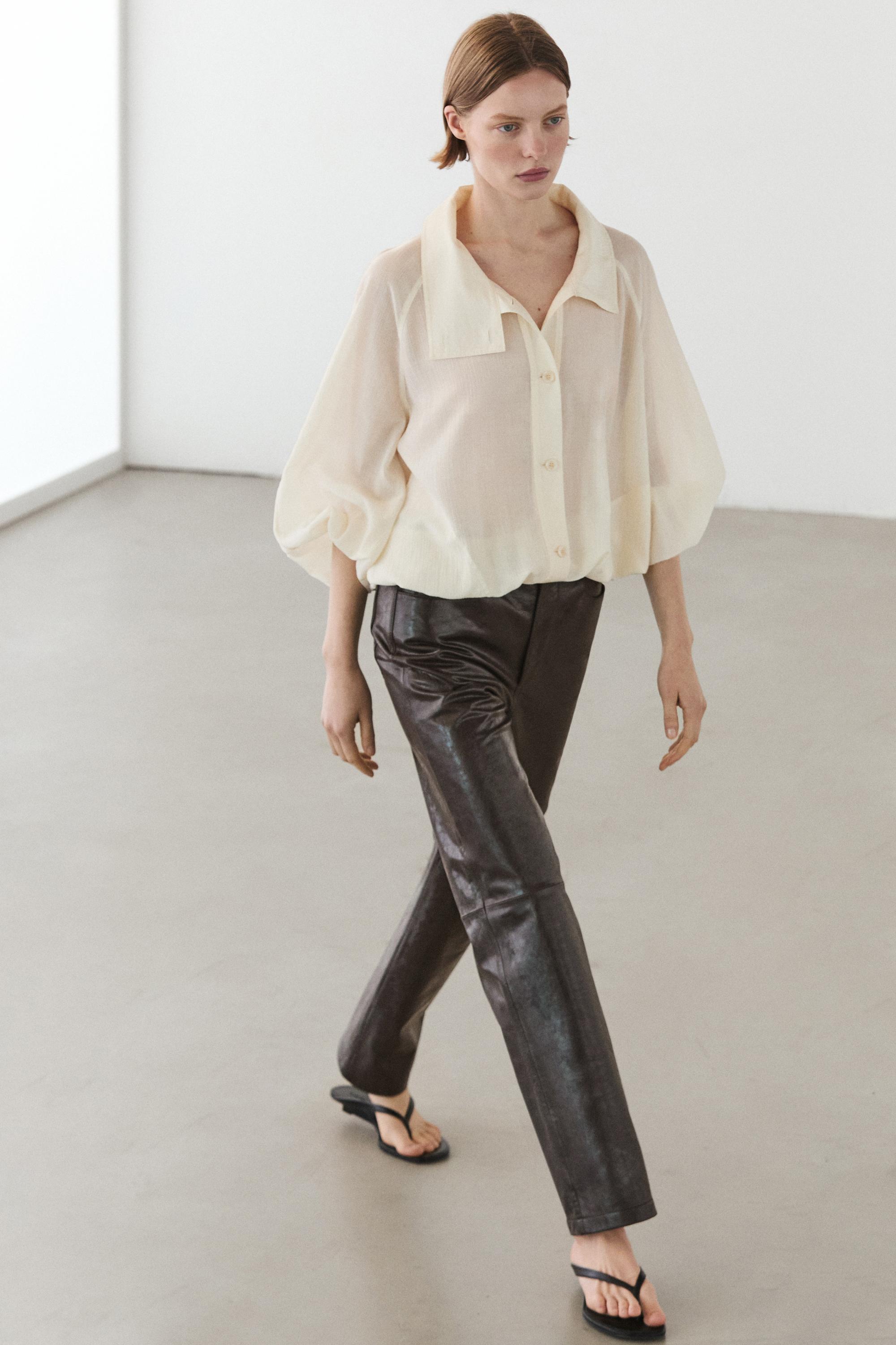 Pantalon en cuir nappa